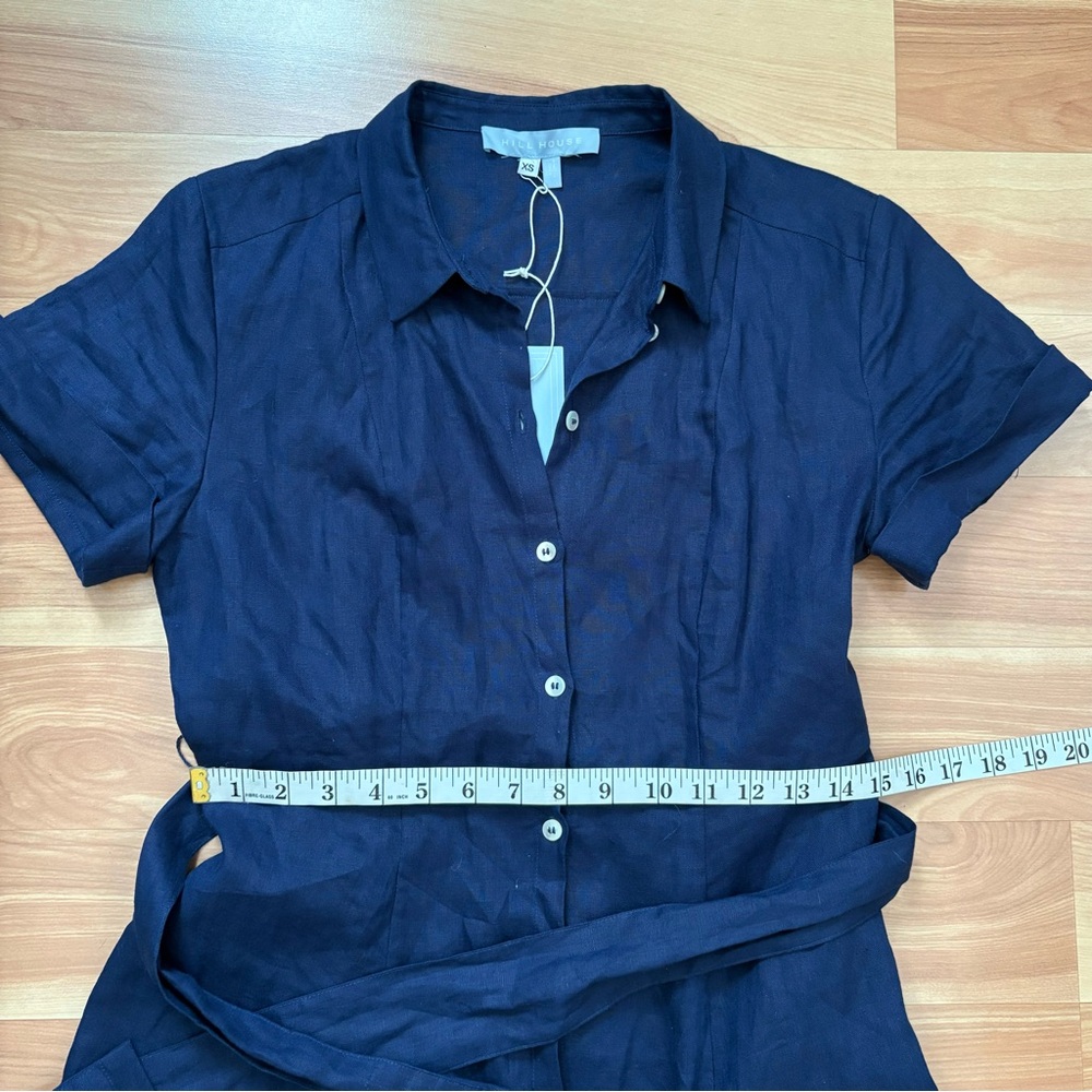 Tuckernuck Hill House Navy 100% Linen Lily Shirt Dress Size XS Nautical Coastal - Picture 8 of 16